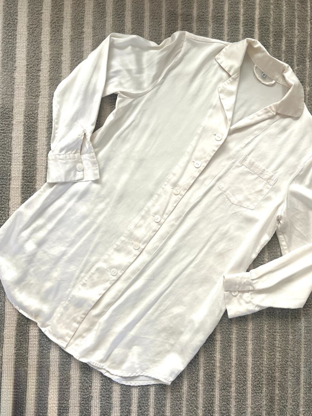 Lilysilk - Women's Satin Sleep Top - Ivory Shirt - Size Medium- Mulberry Silk